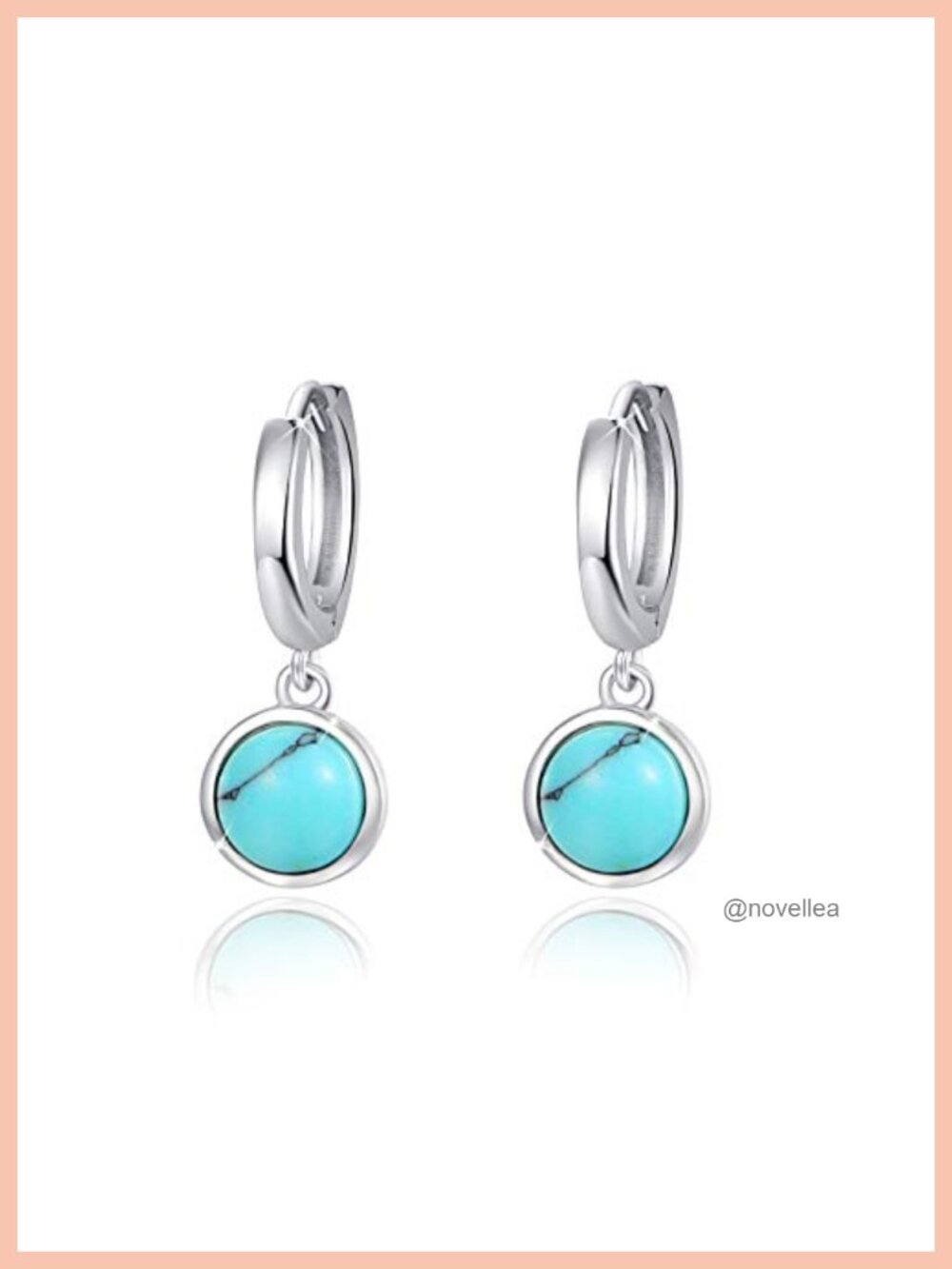 Turquoise Small Hoop Earrings 925 Sterling Silver Hypoallergenic for Sensitive